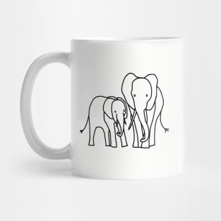 Little Elephant and Big Elephant For Kids Outline Mug